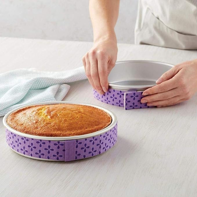 4-Piece Cake Pan Moistening Strips, Extra Absorbent Thick Cotton Strips for Baking, Cake Scrapers and Baking Supplies