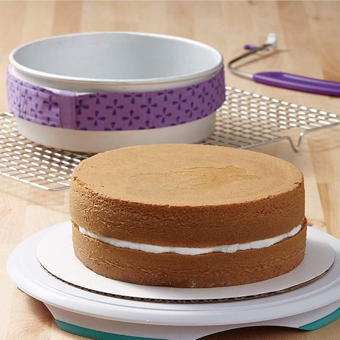 4-Piece Cake Pan Moistening Strips, Extra Absorbent Thick Cotton Strips for Baking, Cake Scrapers and Baking Supplies