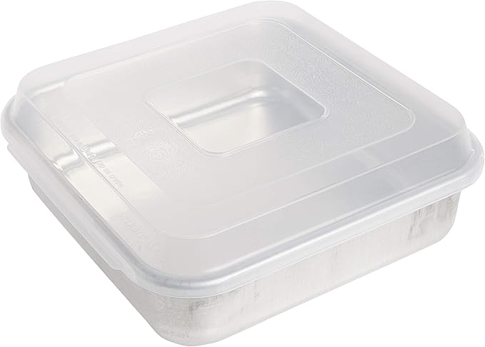 9 x 9 Inch Aluminum Square Cake Pan with Lid | High-Sided Baking Pan with BPA-Free Plastic Cover | Ideal for Cakes, Brownies, Bakes, and Transporting Treats