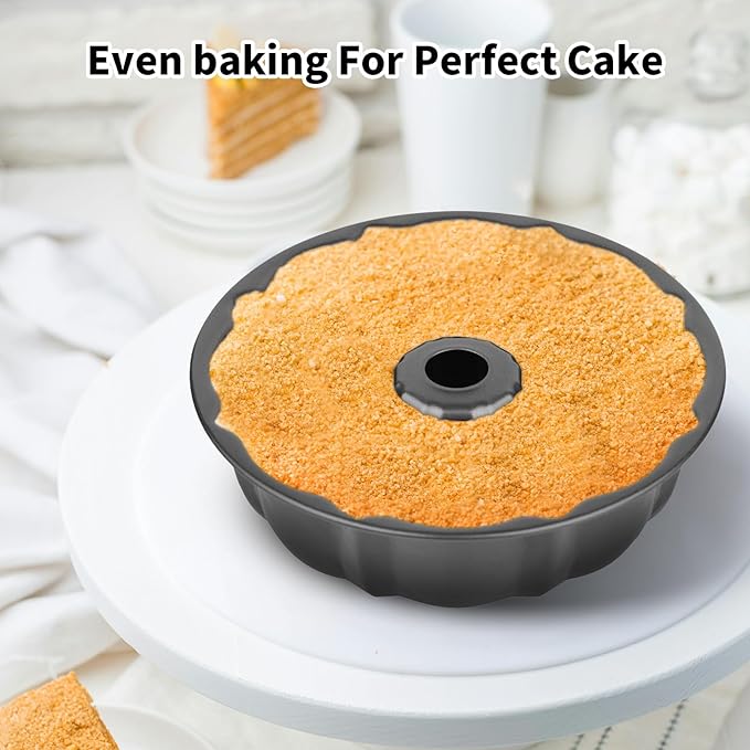 9.5-inch non-stick cake pan, heavy-duty carbon steel fluted tube round baking pan, pound cake pan mold, tube baking pan, jelly, gelatin, chocolate sandwich cookies, sandwich cookie baking mold