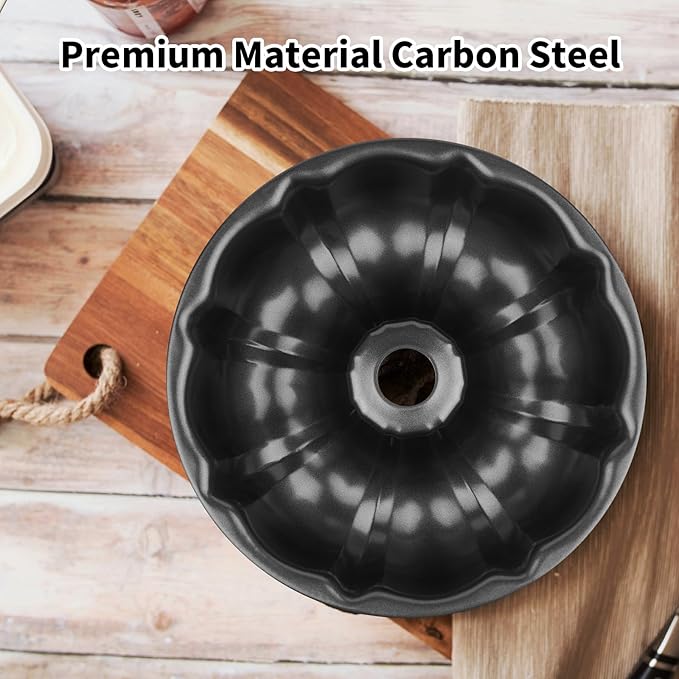 9.5-inch non-stick cake pan, heavy-duty carbon steel fluted tube round baking pan, pound cake pan mold, tube baking pan, jelly, gelatin, chocolate sandwich cookies, sandwich cookie baking mold