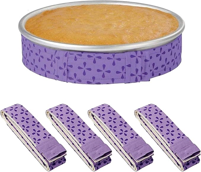 4-Piece Cake Pan Moistening Strips, Extra Absorbent Thick Cotton Strips for Baking, Cake Scrapers and Baking Supplies