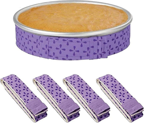 4-Piece Cake Pan Moistening Strips, Extra Absorbent Thick Cotton Strips for Baking, Cake Scrapers and Baking Supplies