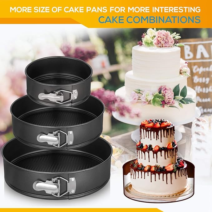Springform mold 3-piece set Non-stick leak-proof round cake mold set contains 3 pieces 6 inches 8 inches 10 inches