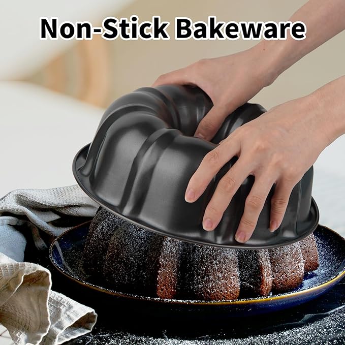 9.5-inch non-stick cake pan, heavy-duty carbon steel fluted tube round baking pan, pound cake pan mold, tube baking pan, jelly, gelatin, chocolate sandwich cookies, sandwich cookie baking mold