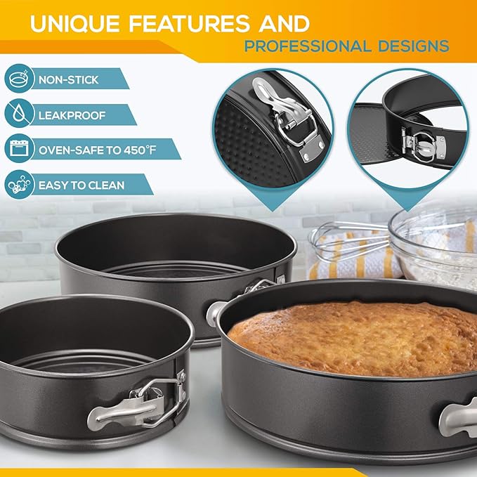 Springform mold 3-piece set Non-stick leak-proof round cake mold set contains 3 pieces 6 inches 8 inches 10 inches